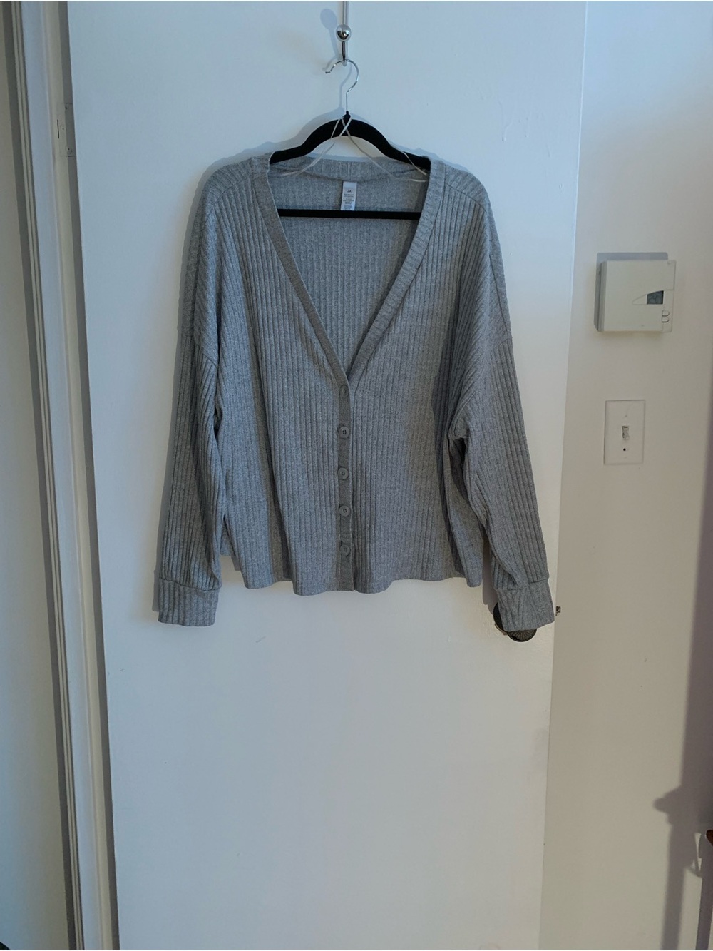 George , Light Gray Ribbed Button-Front Sweater / PJ Cardigan